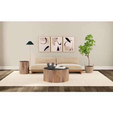 Adrienne Round Occasional Table Set In Dark Brown and Natural