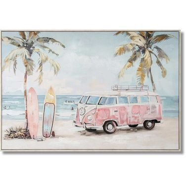 Adventurous Retro Beach Daydream Canvas Wall Art In Multi