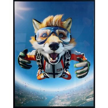 Adventurous Skybound Pals I - 32" x 24" - Gloss Canvas with Rocks In Black/White/Blue