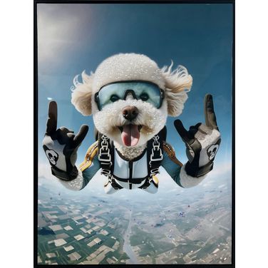 Adventurous Skybound Pals II - 32" x 24" - Gloss Canvas with Rocks In Black/White/Blue