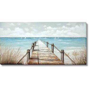 Adventurous Tranquil Escape Pier Canvas Wall Art In Multi