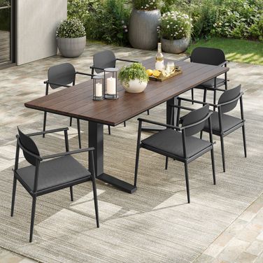 Aeris 7-Piece Outdoor Patio Aluminum Dining Set In Charcoal