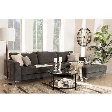 Agnew Microfiber Right Facing Sectional Sofa In Grey