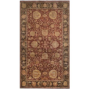Agra Collection Hand-Knotted Lamb's Wool Area Rug-10' 3" x 18' 4" In Black and Red