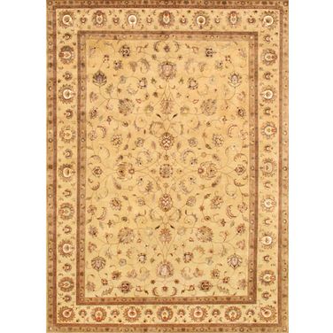 Agra Collection Hand-Knotted Silk and Wool Area Rug- 9' x 12' 2" In Ivory