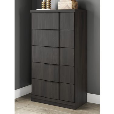 Agrander Five Drawer Chest In Dark Brown