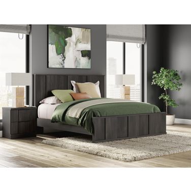 Agrander King Panel Platform Bed In Dark Brown