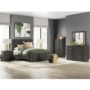 Agrander Panel Bedroom Set In Dark Brown