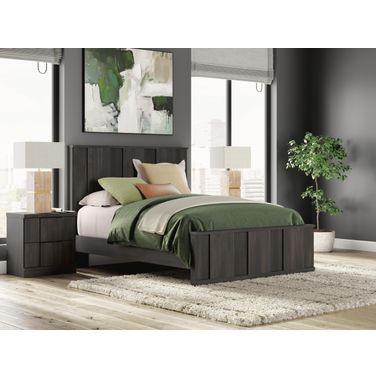 Agrander Panel Platform Bedroom Set In Dark Brown