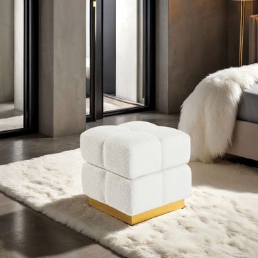 Aileen Storage Stool In Beige
