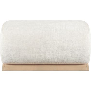 Akira Fabric Upholstered Ottoman In Cream and Natural
