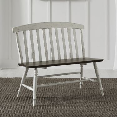 Al Fresco Slat Back Bench In Graphite and White
