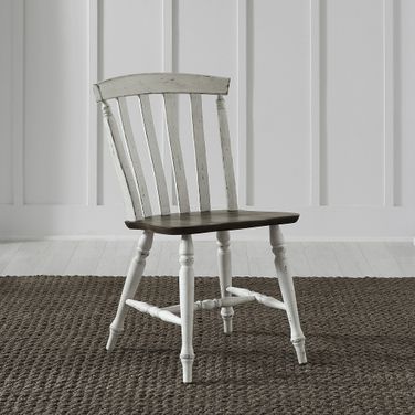Al Fresco Slat Back Side Chair Set of 2 In Graphite and White