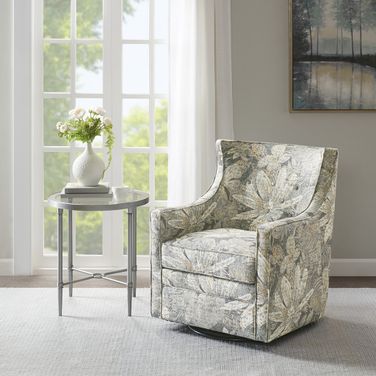 Alana Swivel Glider Chair In Blue Multi