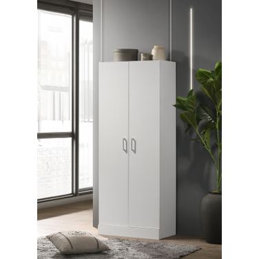 Alara 60 Inch Simplistic Double Door Storage Cabinet In White