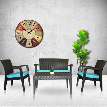 Alaska 4-Piece Seating Set with Cushions In Anthracite and Teal
