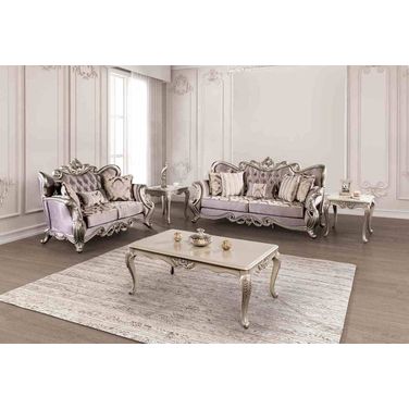 Albacete Living Room Set In Champagne and Purple