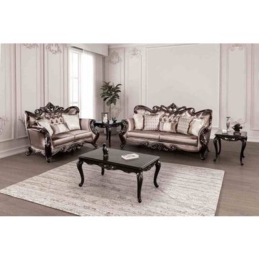 Albacete Living Room Set In Dark Cherry and Brown