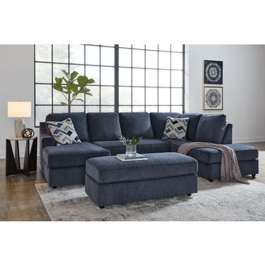 Albar Place 2-Piece Sectional and Ottoman In Cobalt