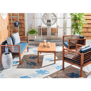 Alda 4 Piece Outdoor Set With Accent Pillows In Green