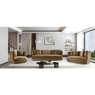 Alder Living Room Set In Beige Velvet