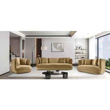Alder Velvet Living Room Set In Camel