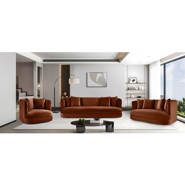 Alder Velvet Living Room Set In Cognac Velvet