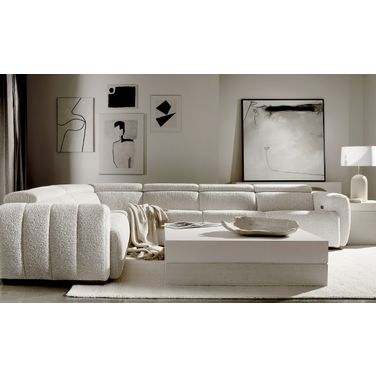Aldo Fabric Power Motion Sectional In Grey Boucle