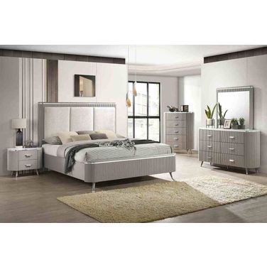 Aldridge Eastern king Bed In Light Gray