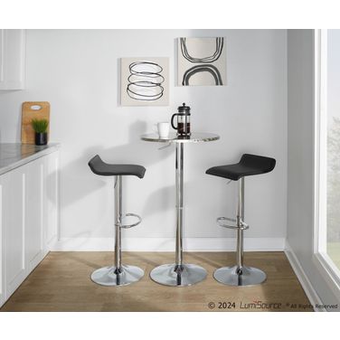 Ale Bistro Round Adjustable Bar Set with Oval Footrest In Silver and Black