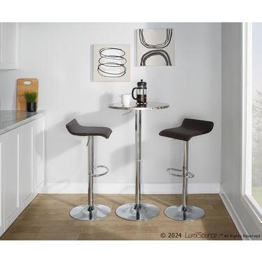 Ale Bistro Round Adjustable Bar Set with Oval Footrest In Silver and Brown