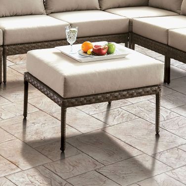 Aleisha Gray And Beige Patio Ottoman