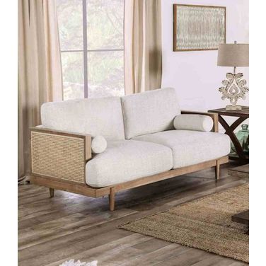 Alesund Loveseat In Beige and Light Oak