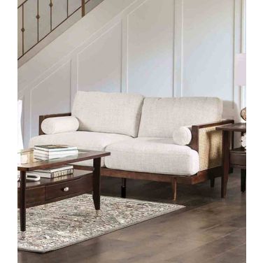 Alesund Loveseat In Beige and Walnut