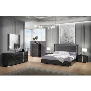 Alice Bedroom Set In Glosy Grey