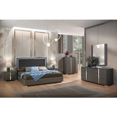 Alice Bedroom Set In Matte Gray
