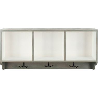 Alice French Gray and White Wall Shelf with Storage Compartments