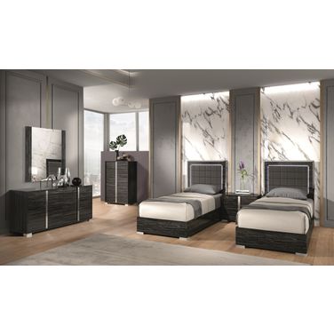 Alice Youth Bedroom Set In Pattern Grey