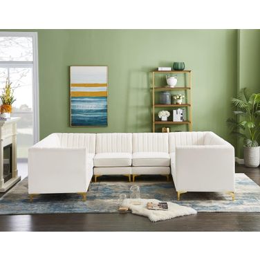 Alina Velvet 8 Piece Modular Sectional In Cream