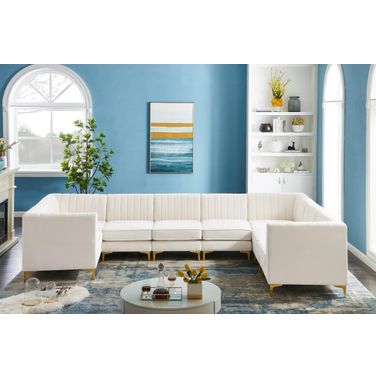 Alina Velvet 8 Piece Modular Sectional In Cream