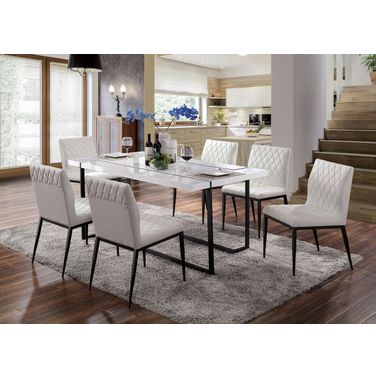 Alisha Dining Table In White and Black