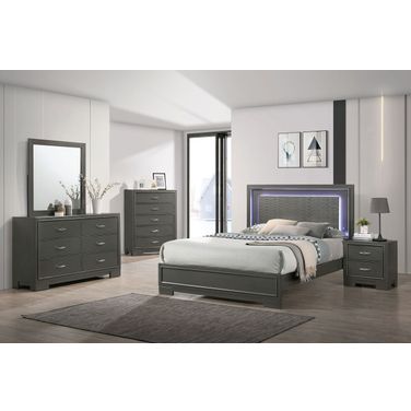 Alison California King Bed In Dark Walnut