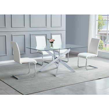 Alison Rectangle Dining Room Set In Silver