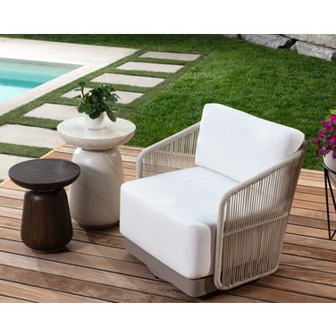 Allariz Swivel Armchair In Greige and Stinson White