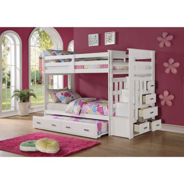 Allentown White Twin Over Twin Bunk Bed with Trundle