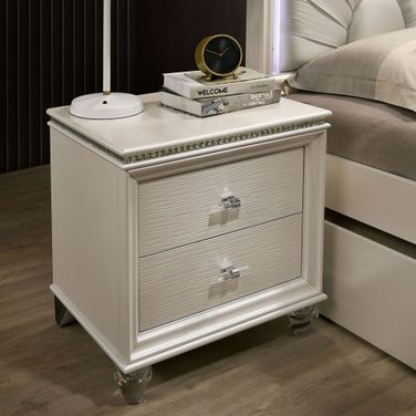 Allie Night Stand In Pearl White
