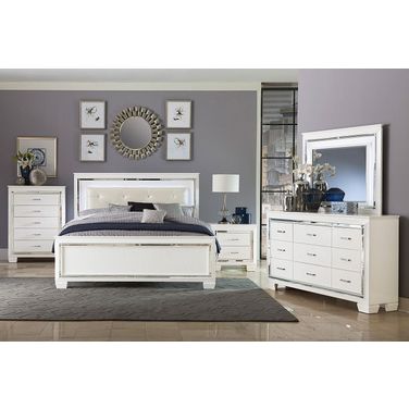 Allura White Panel Bedroom Set w/ LED Lighting