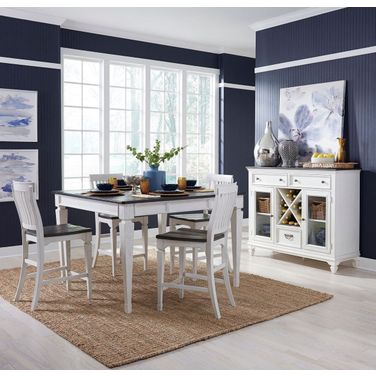 Allyson Park Wire Brushed White And Charcoal Leg Extendable Counter Height Dining Room Set