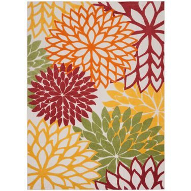 Aloha 12' x 15' Tropical Rug In Red Multi