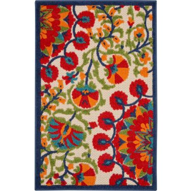 Aloha Red and Multi 2'8" x 4' Area Rug